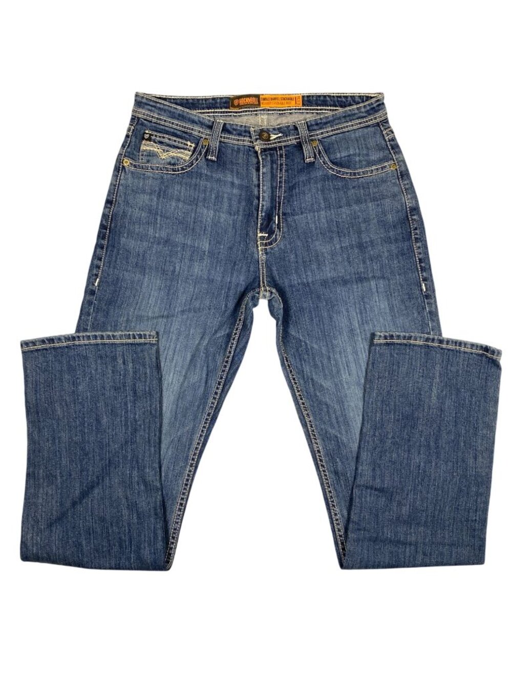 Rock & Roll Denim Mens Double Barrel Stackable Bootcut Jeans 32x34 Relaxed Cotto